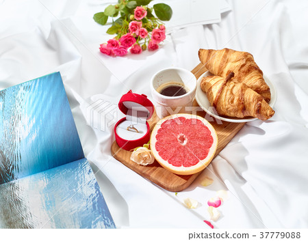 The Love letter concept on table with breakfast The Love letter concept on table with breakfast 37779088