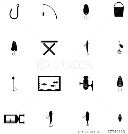 fishing icons set 37780313