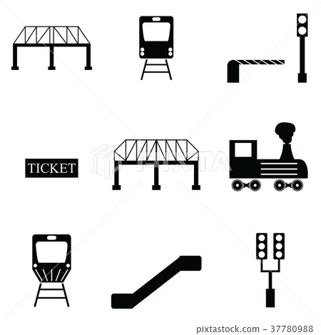 railway icon set 37780988