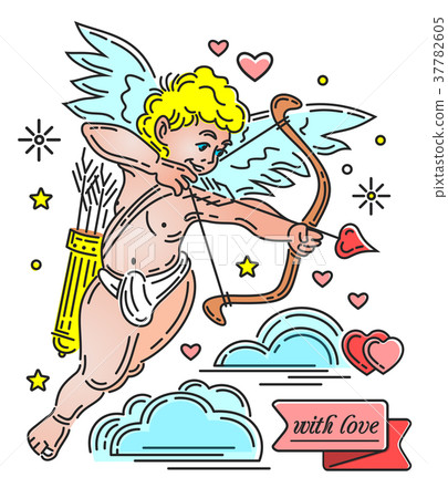 Cupid Hd Cute playful Cupid with bow and arrow - Stock Illustration [37782605 ...