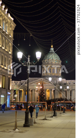 View of Malaya Konyushennaya Street at night. 37782824