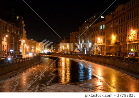 View of River Moyka at night. 37782825