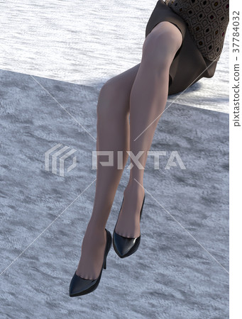 Stocking image Women's leg perming3DCG Illustration material 37784032