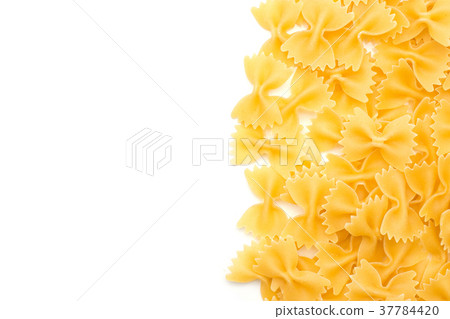 Raw fresh farfalle isolated on white Raw fresh farfalle isolated on white 37784420
