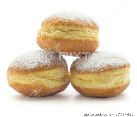 Fresh sufganiyah isolated on white Fresh sufganiyah isolated on white 37784435