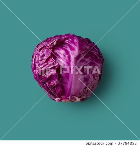 Red cabbage isolated on a green background Red cabbage isolated on a green background 37784858