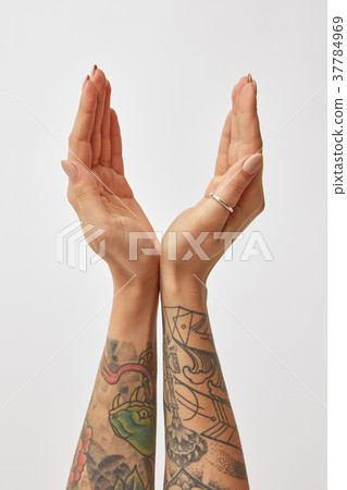 woman hands, welcome, open both hands woman hands, welcome, open both hands 37784969