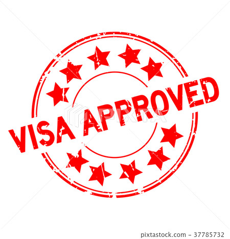 Grunge red visa approved round rubber seal stamp Grunge red visa approved round rubber seal stamp 37785732