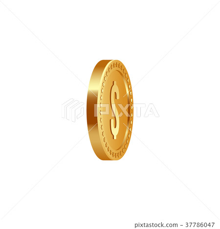 Golden metallic dollar coin. Golden metallic dollar coin. 37786047