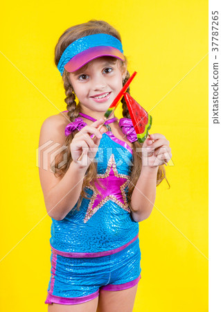 Beautiful little girl with large Lollipop Beautiful little girl with large Lollipop 37787265