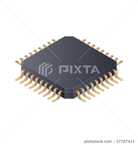 Microchip isolated on white background. Isometric Microchip isolated on white background. Isometric 37787423