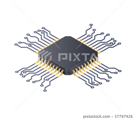 Micro processor. Circuit board isolated on white 37787426