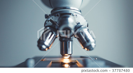 Close up of examining of test sample under the 37787480