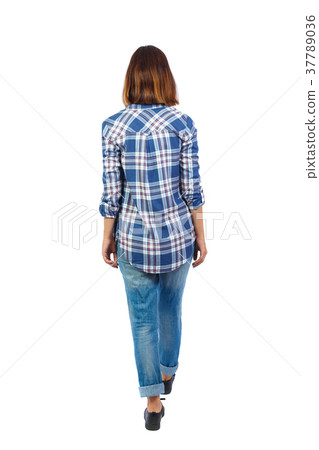 back view of walking  woman.  37789036