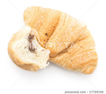 Chocolate croissant isolated on white 37789598