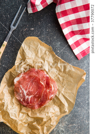 Sliced prosciutto crudo. Sliced prosciutto crudo. 37790072