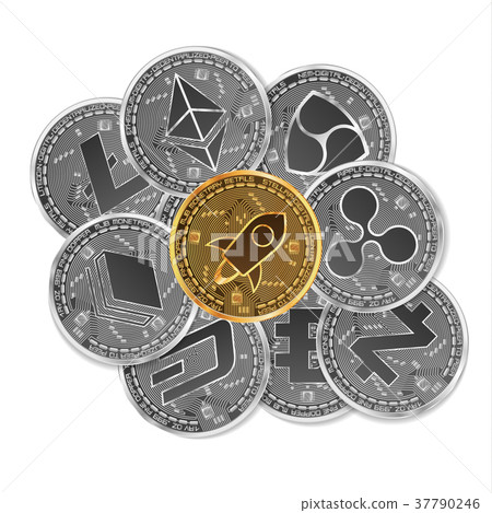 Set of gold and silver crypto currencies Set of gold and silver crypto currencies 37790246