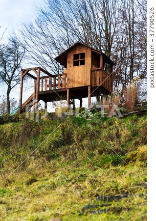 DIY wooden children playhouse with swing and slide DIY wooden children playhouse with swing and slide 37790526