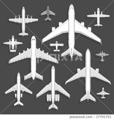Vector airplanes icons top view vector 37791701