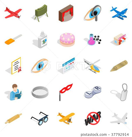 Moving picture icons set, isometric style 37792914