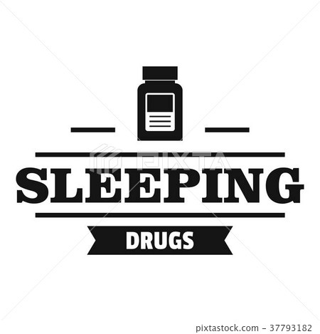 Sleeping pill logo, simple black style 37793182