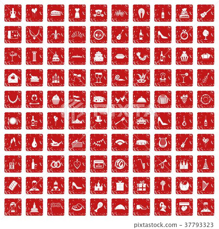 100 banquet icons set grunge red 100 banquet icons set grunge red 37793323