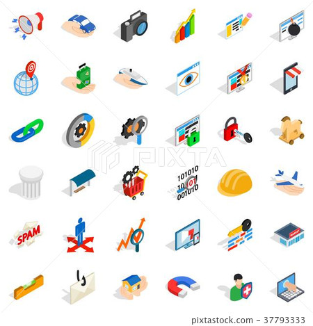 Interface icons set, isometric style 37793333
