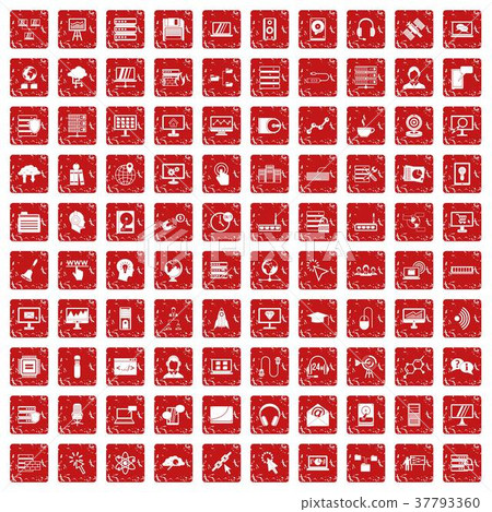 100 on-line seminar icons set grunge red 100 on-line seminar icons set grunge red 37793360