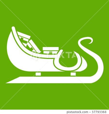 Christmas sleigh of santa claus icon green Christmas sleigh of santa claus icon green 37793368