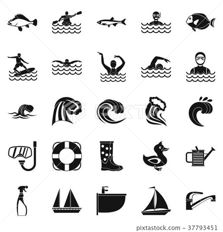 Aqua icons set, simple style Aqua icons set, simple style 37793451
