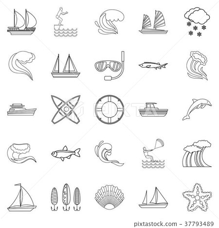 Water bewitched icons set, outline style 37793489