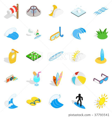 Water fun icons set, isometric style - Stock Illustration [37793541 ...