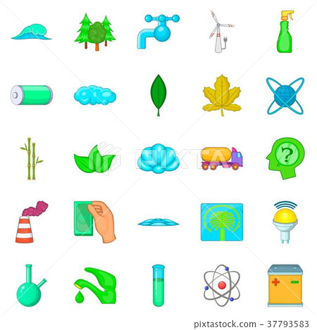 Water energy icons set, cartoon style Water energy icons set, cartoon style 37793583