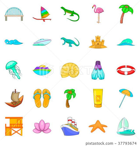 Maritime icons set, cartoon style 37793674