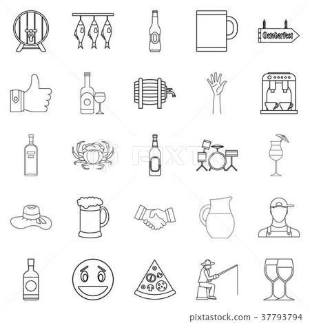 Live beer icons set, outline style Live beer icons set, outline style 37793794