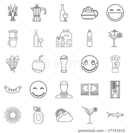Beer belly icons set, outline style 37793816
