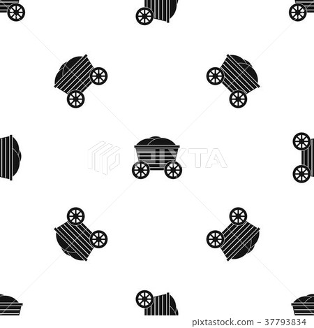 Vintage wooden cart pattern seamless black Vintage wooden cart pattern seamless black 37793834