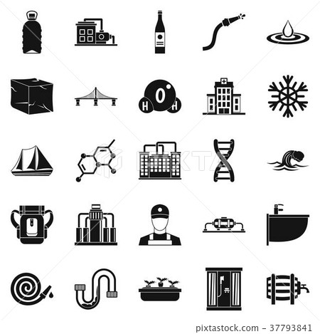 Water supply icons set, simple style Water supply icons set, simple style 37793841