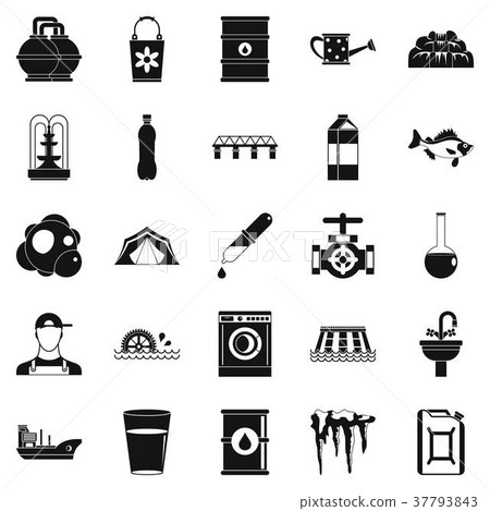 Water supply system icons set, simple style 37793843
