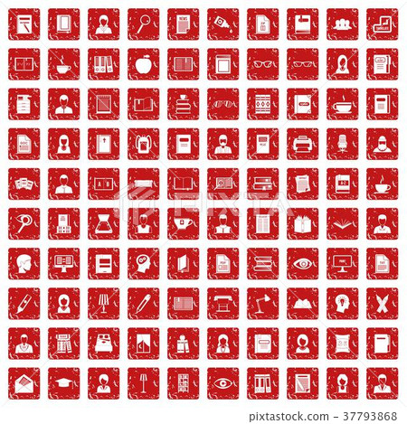 100 reader icons set grunge red 37793868