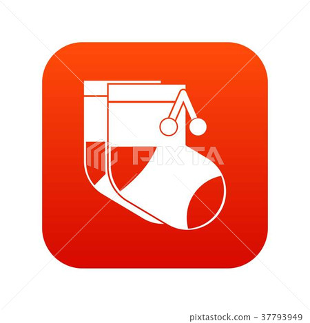 Baby socks icon digital red 37793949