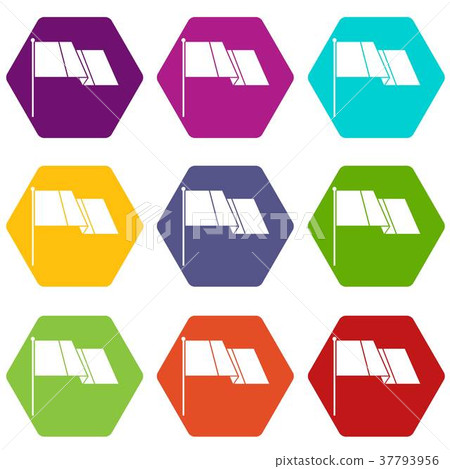 Flag icon set color hexahedron 37793956