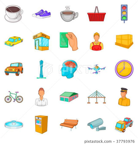 Industrial area icons set, cartoon style 37793976