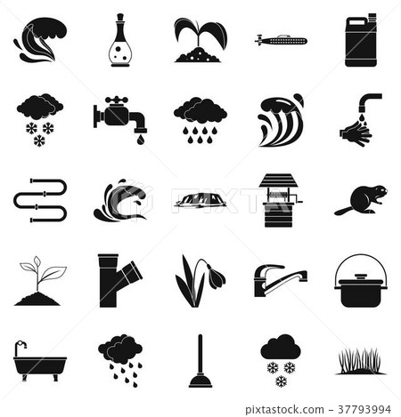 Water service icons set, simple style Water service icons set, simple style 37793994
