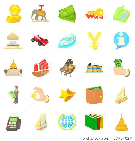 Dismal science icons set, cartoon style Dismal science icons set, cartoon style 37794027