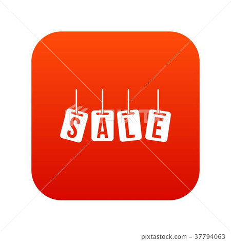 Hanging sales tags icon digital red 37794063