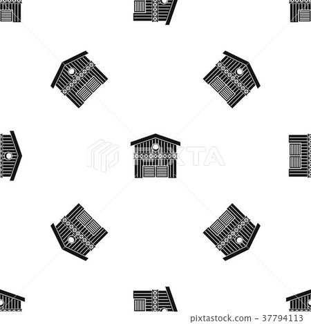 Barn for animals pattern seamless black Barn for animals pattern seamless black 37794113