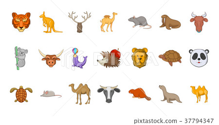 Animals icon set, cartoon style Animals icon set, cartoon style 37794347