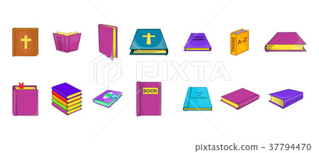 Book icon set, cartoon style 37794470