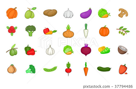 Vegetables icon set, cartoon style Vegetables icon set, cartoon style 37794486
